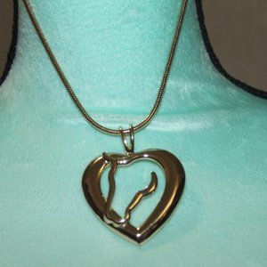 Nwt:  Gold Plated Horse & Heart Necklace set